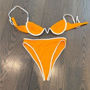 l*space Bright Orange Bikini with White Trim